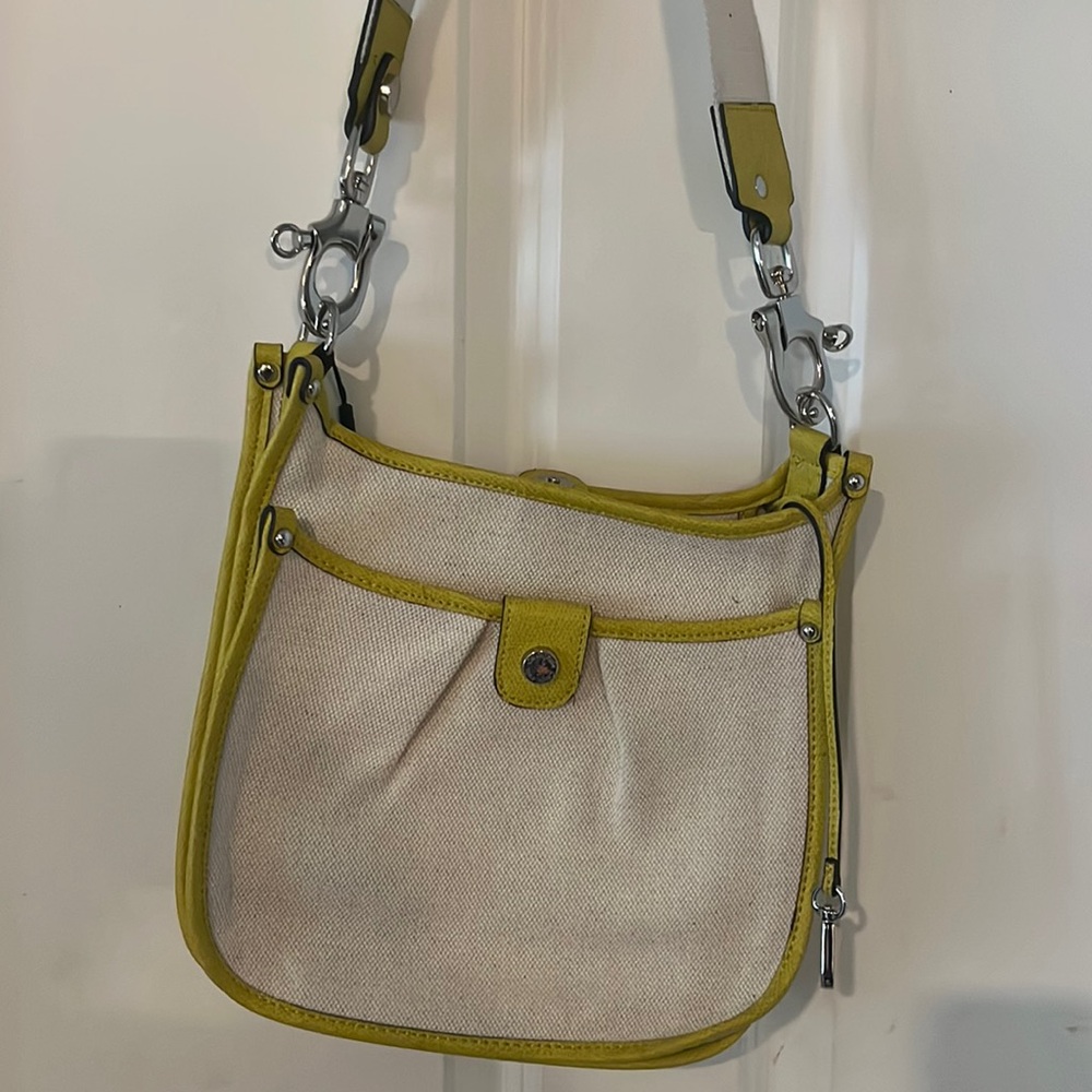 Stylish Cream and Green Women's Bag